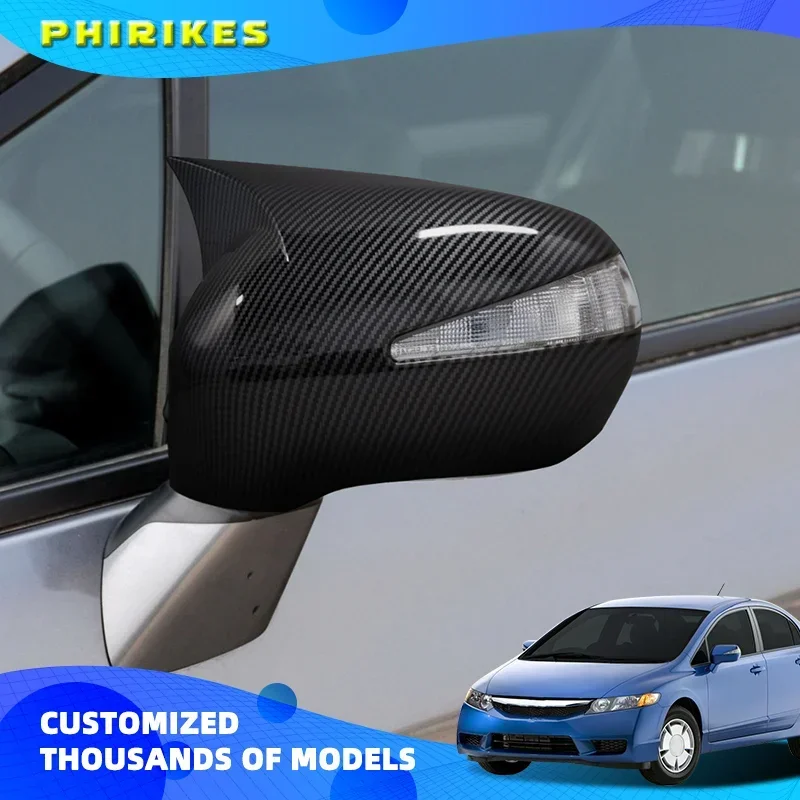 

For Honda Civic 8th gen 2006-2012 2 Pieces High Quality Abs Plastic Bat Style Mirror Covers Caps RearView Piano Black