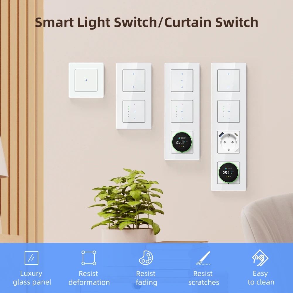 AVATTO Tuya WiFi สวิตช์ไฟอัจฉริยะ/สวิตช์ม่านการออกแบบแบบสัมผัสมอเตอร์ม่านม้วนชัตเตอร์ทํางานร่วมกับ Alexa Google Home