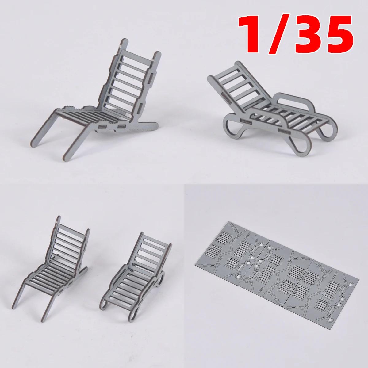 

1:32 1/35 Scale model kit building material recliner beach chair sand table diorama models suits