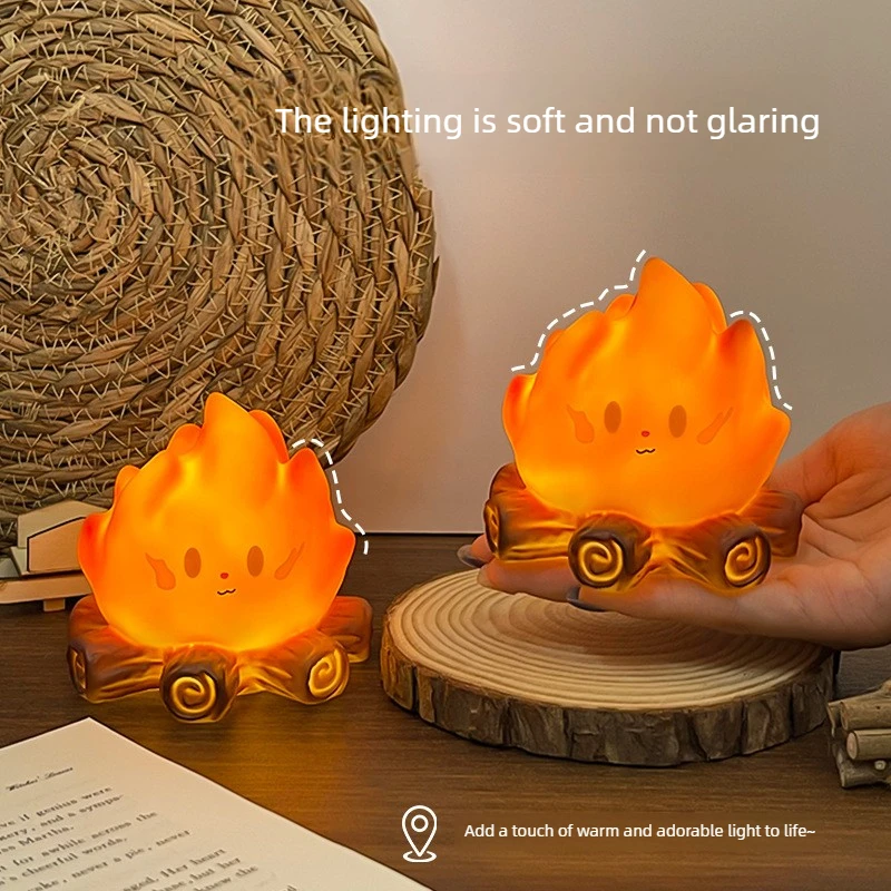 Nice Creative Room Decoration Atmosphere LED Light Mini Cute Cartoon Campfire Night Light Flame Simulation Lamp Birthday Gifts