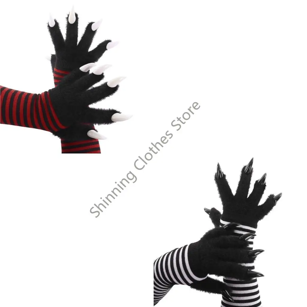 

M68A Cats Paws Gloves with Claw Cosplay Animal Paws Gloves Therians Paws Fursuit