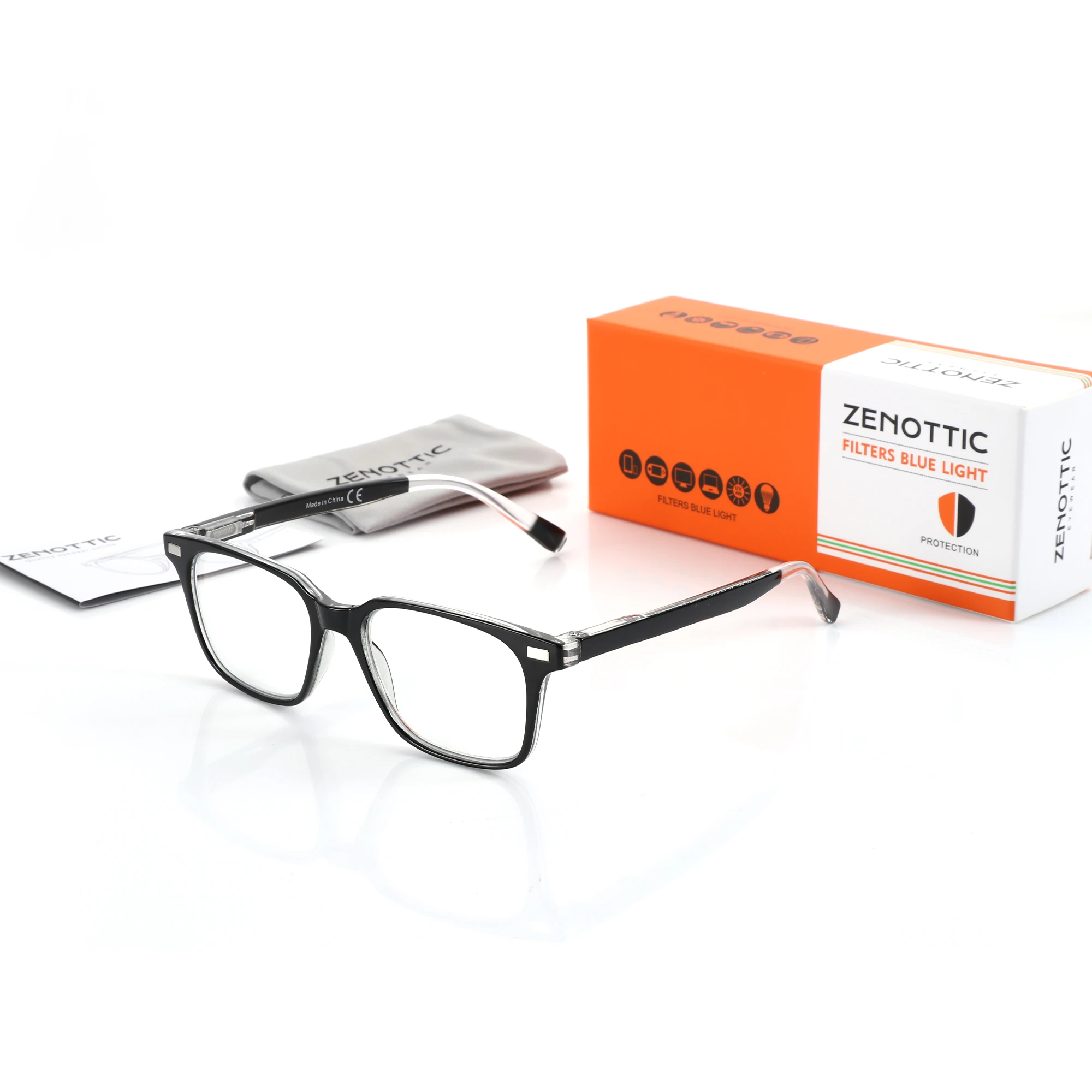 ZENOTTIC Anti Blue Light Blocking Glasses Frame Men Square Optical Computer Gaming Eyewear Frame Myopia Prescription Eyeglasses