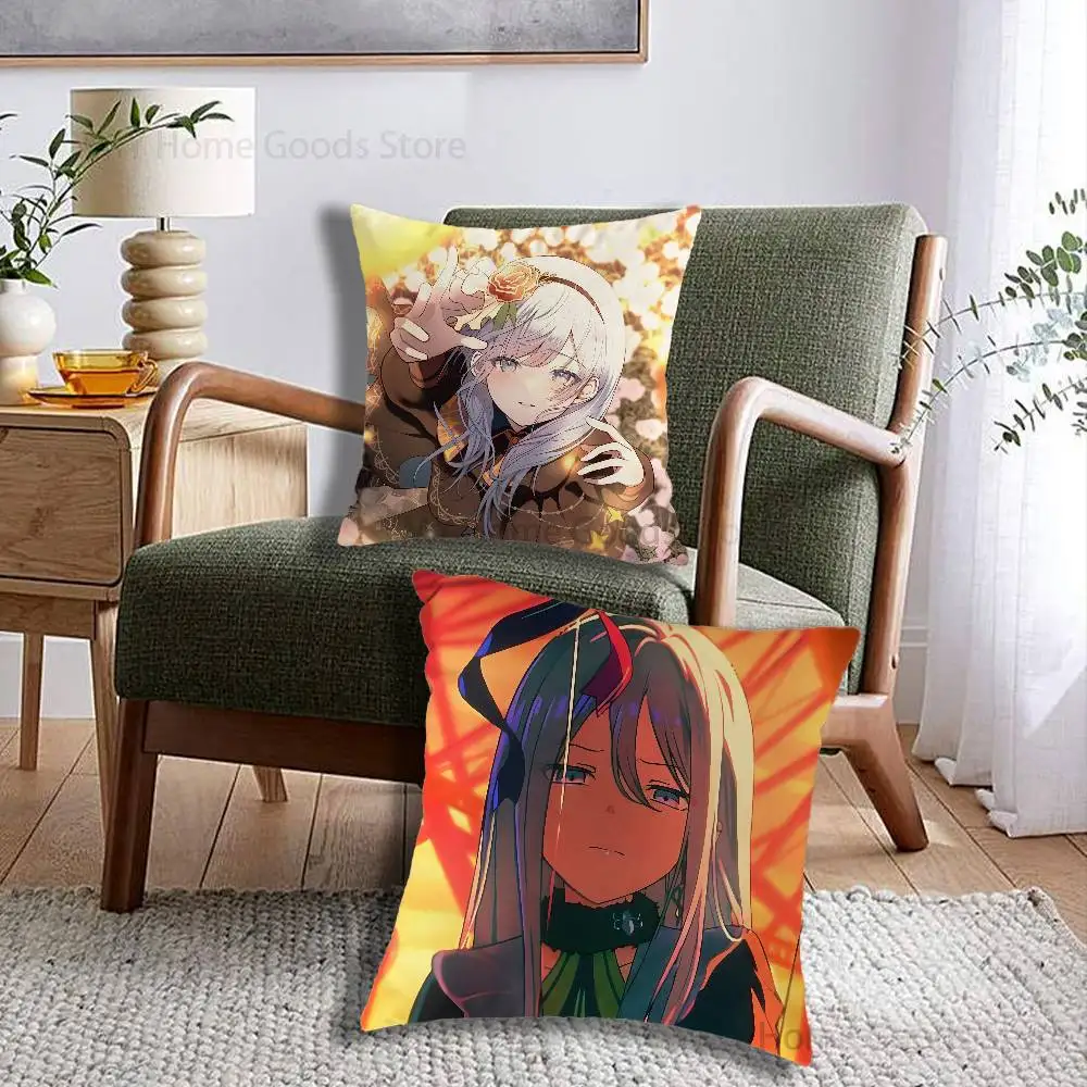 Anime Kanade Yoisaki P-Project Sekai Print Throw Pillow Cover Square Cushion Case for Living Room Bedroom Decor
