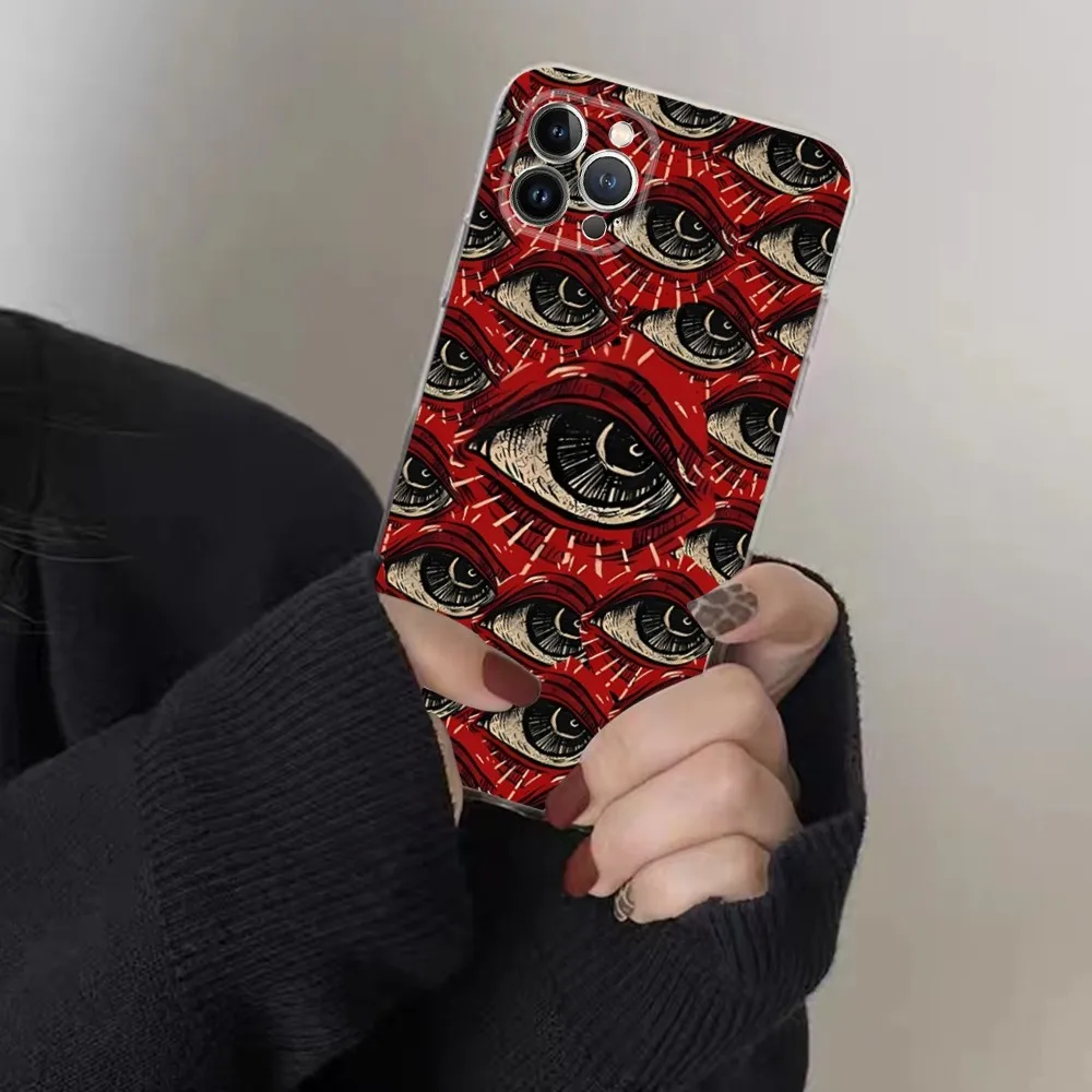 Scary Face Eyes Phone Case For IPhone 15 14 13 12 Mini 11 Pro XS Max X XR SE 6 7 8 Plus Soft Silicone Cover