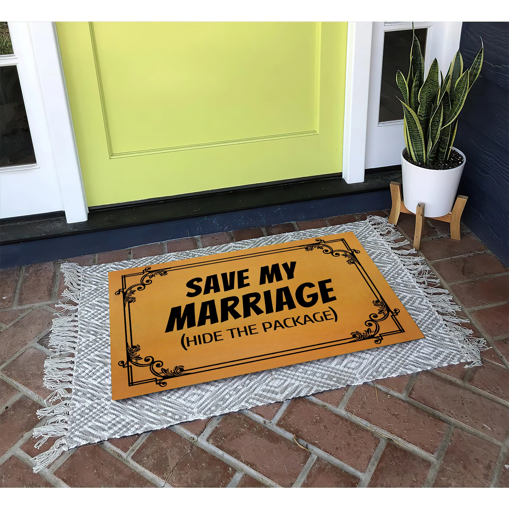 Save My Marriage Hide The Package Doormat Outdoor Anti-Slip Rubber for Entryway Indoor Front Porch Decor Rug Funny Door Mat
