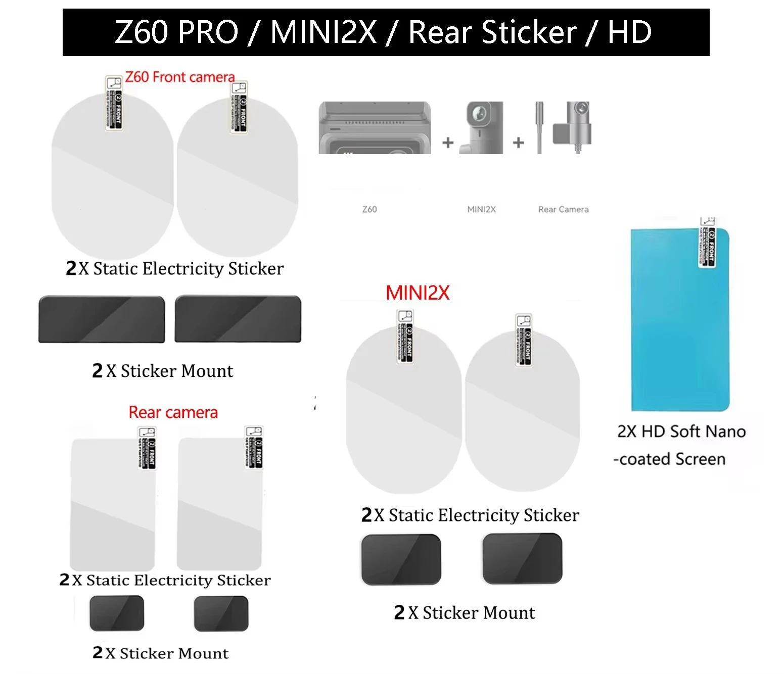 chizhilin Aufkleber für DDPAI Dash Cam Z60 / Z60 PRO / MINI2X, statischer Aufkleber, Aufkleber für Z60 pro HD, weicher, mit einer Nanobeschichtung versehener Bildschirm. – Detail 3