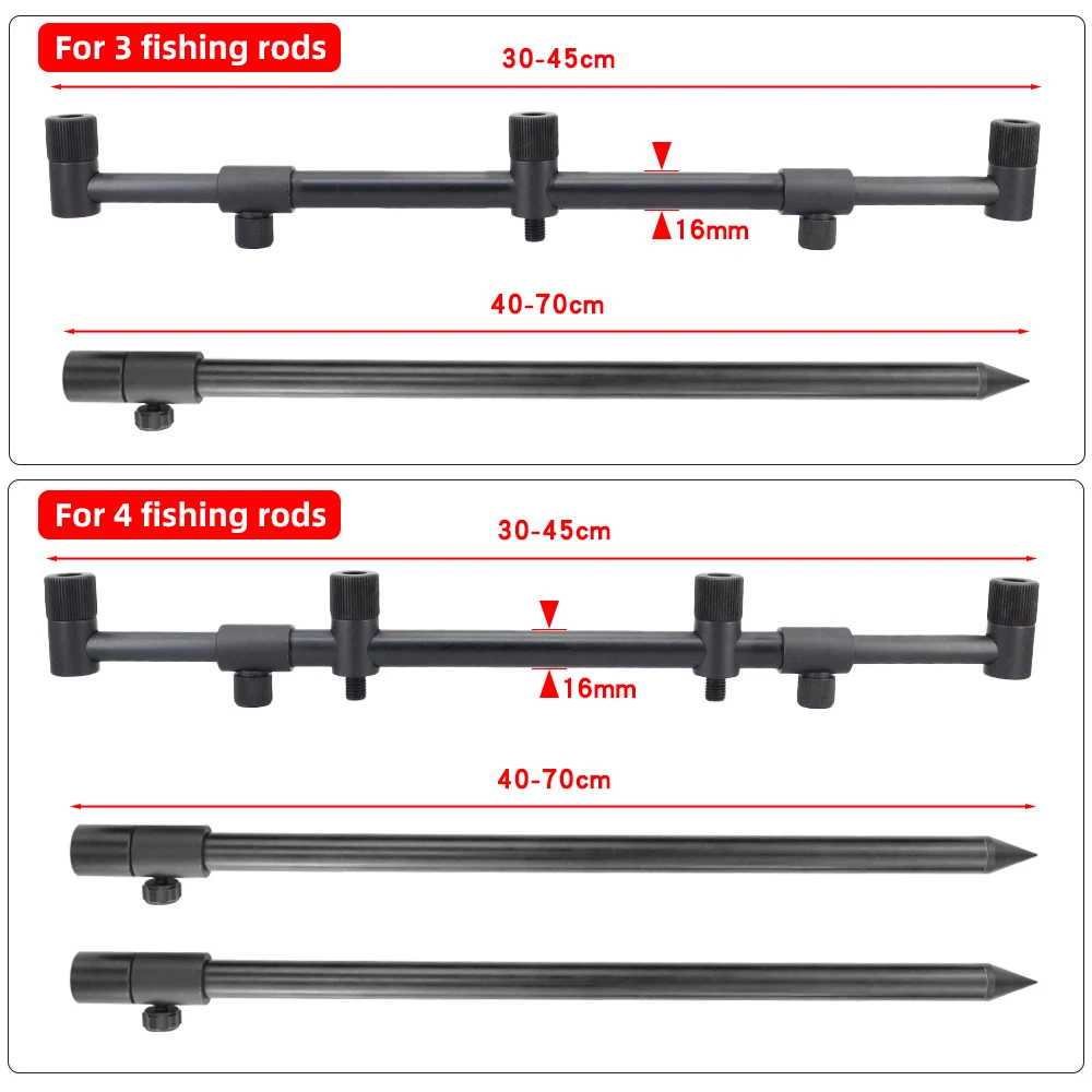 Hirisi Carp Fishing Buzz Bar And Bank Sticks Set for 3 Fishing Rods Fishing Rod Pod Set Fishing Accessories