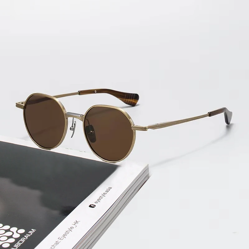 

Brand Design Retro Round Titanium Polarized Sunglasses for Men Vintage UV400 Sunglass Women Outdoor Trendy Sun Glasses Eyewear