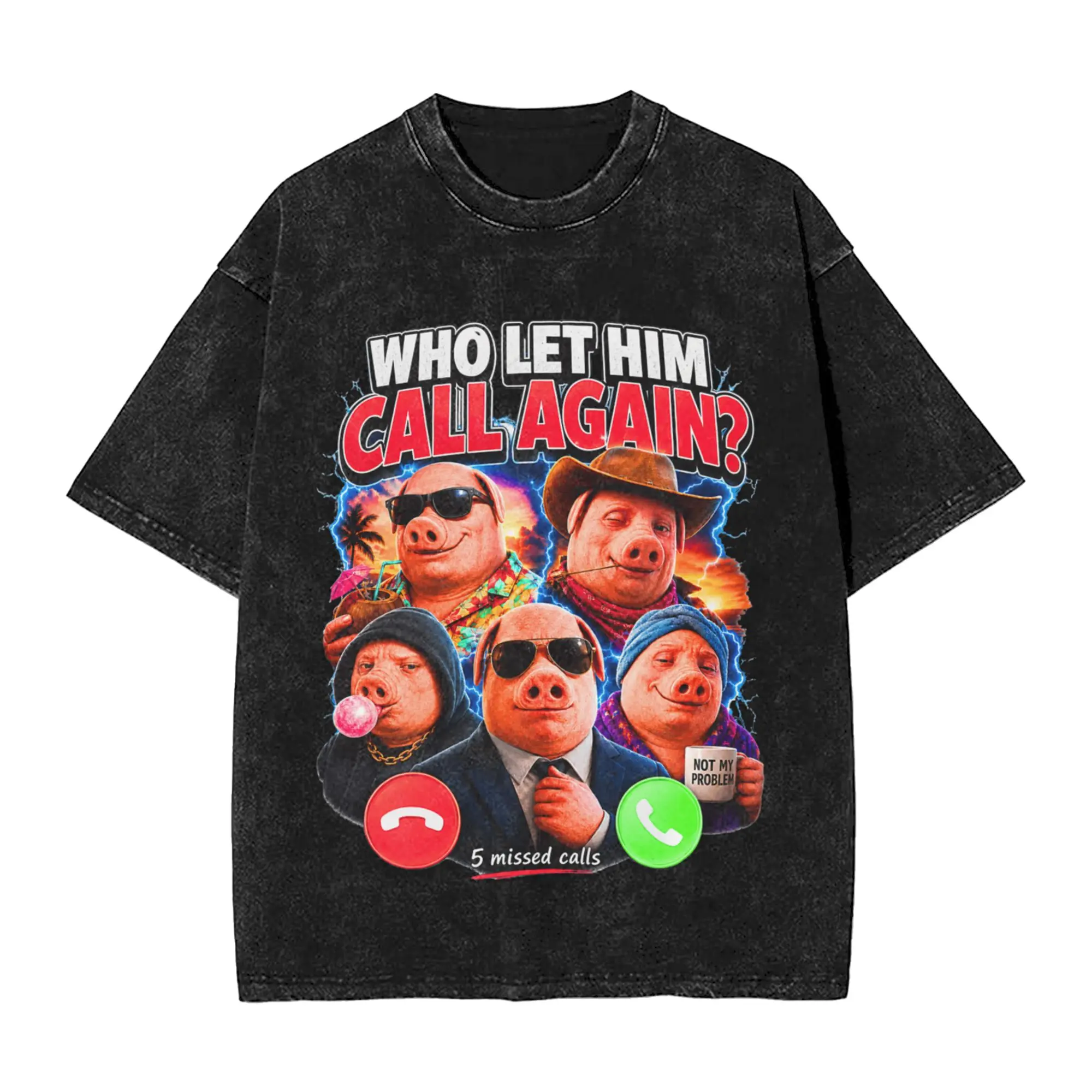 John Pork Who Let Him Call Again Premium Tri Blend Washed T Shirt Man Retro Casual T-Shirts Summer Round Neck Hipster Tee Shirt
