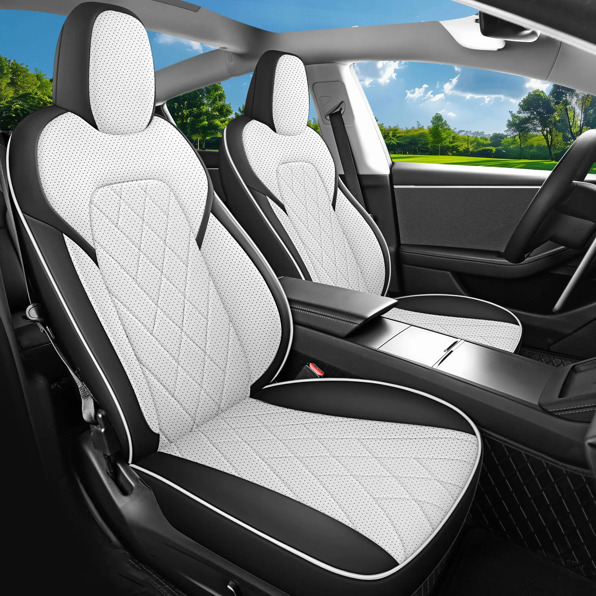ApexGlow siège respirant quatre saisons universel fendu simple assise arrière rangée ensemble pour Tesla 23-24 modèle 3/22-24 modèle Y 5 places