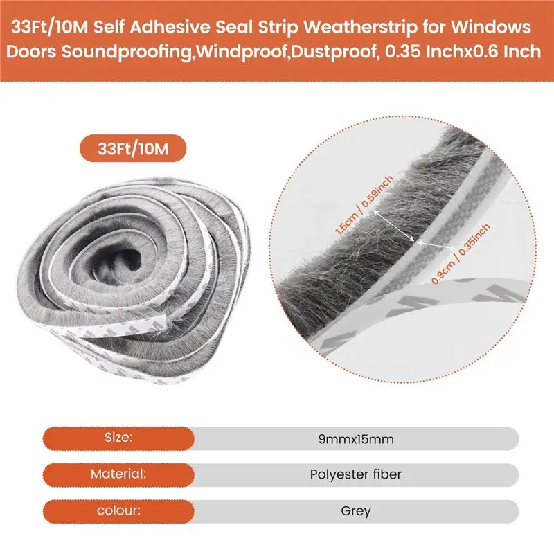 AFOURT-33Ft/10M Selbstklebender Dichtungsstreifen für Fenster und Türen, schalldämmend, winddicht, staubdicht – Detail 9