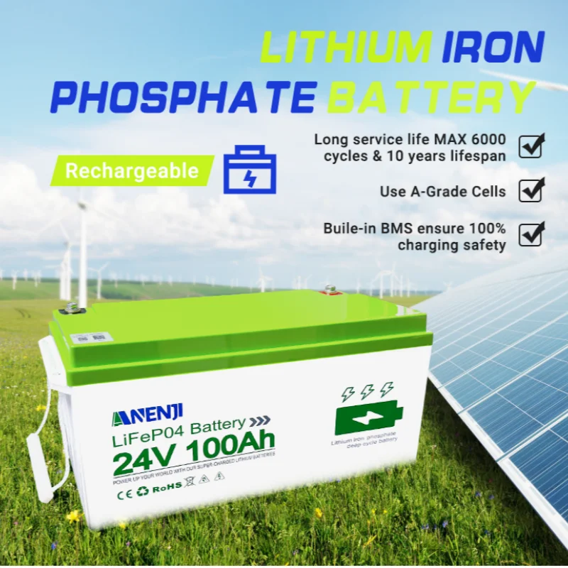 بطارية LiFePO4 25.6 فولت 100 أمبير في الساعة 24 فولت حزمة بطارية ليثيوم قابلة لإعادة الشحن 6000 + دورات مدمجة BMS خلية درجة مع تحكم بلوتوث #4