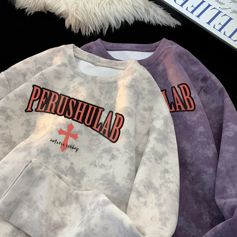 【Mirrordust】سترة هيب هوب من جلد الغزال البارد المخملي بأكمام طويلة ملابس خروج فضفاضة ودافئة مناسبة للرجال والنساء #5