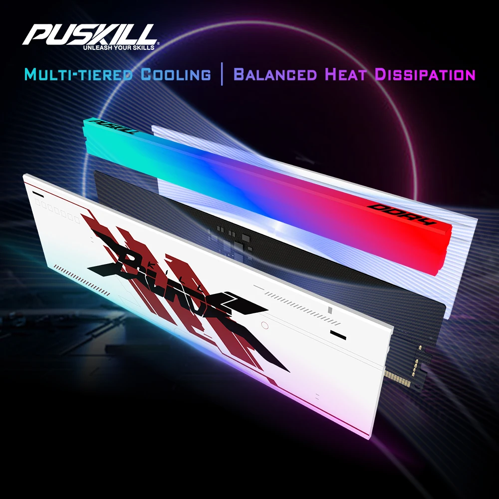 PUSKILL RGB DDR4 Memoria RAM  3600MHz 3200MHz 8GB 16GB  DIMM Desktop Gaming Memory