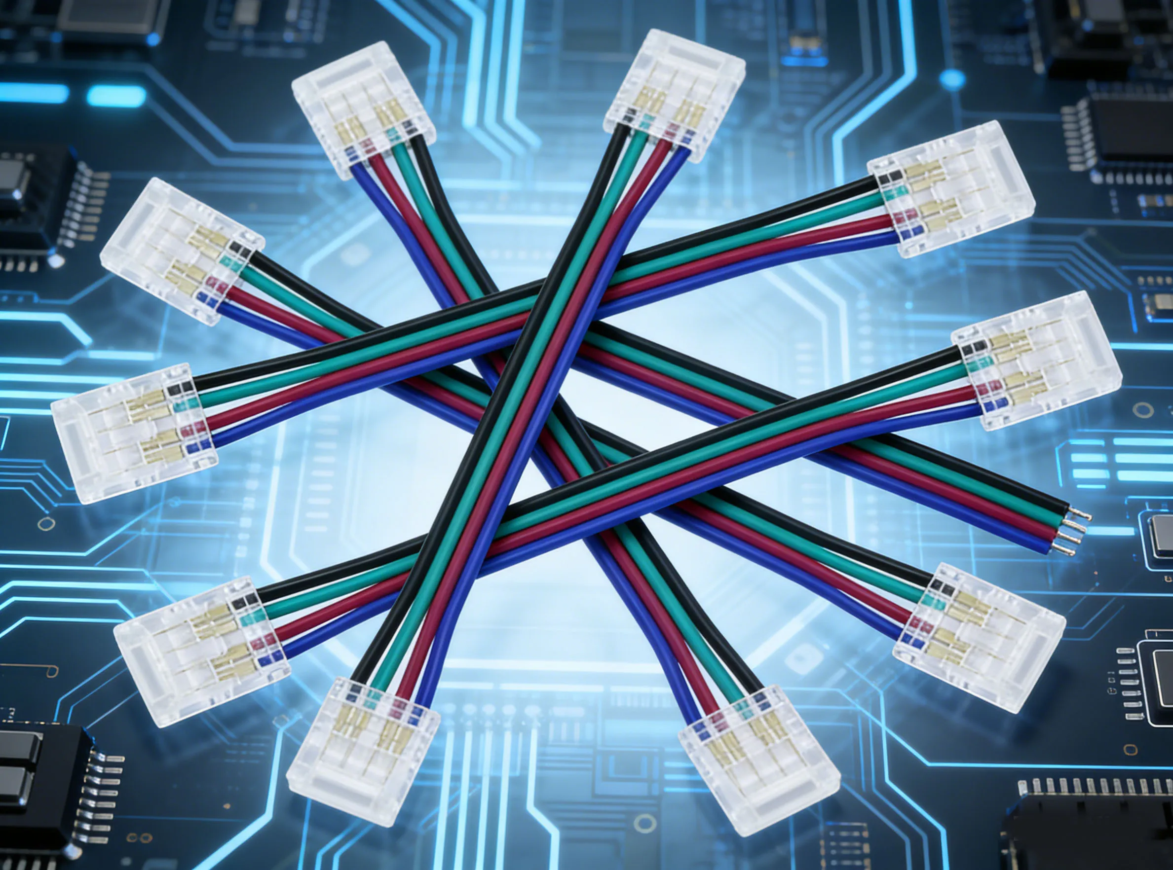 5/10Pcs 8/10mm 4Pin Symphony COB RGB Low Voltage Color Changing Solder-Free Crystal Connector for LED Strip Light