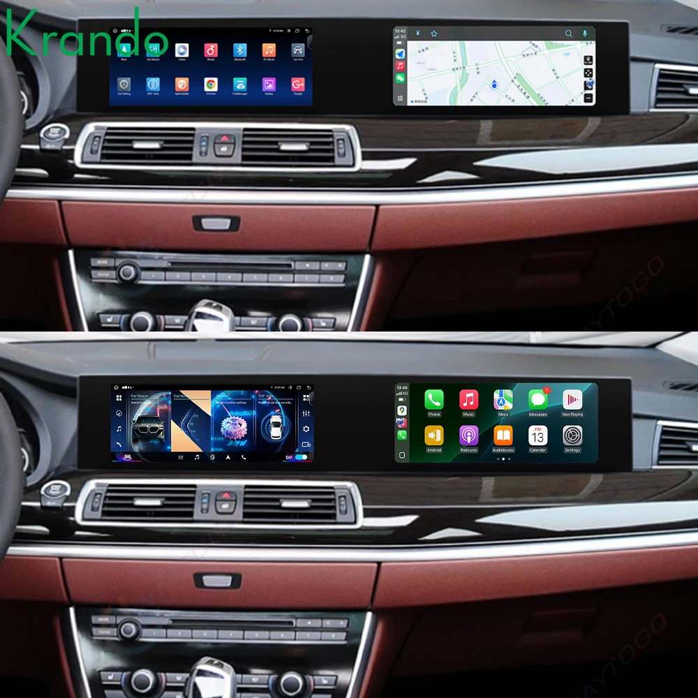 Krando 22 بوصة نظام ملاحة للسيارة بنظام تحديد المواقع لسيارات BMW 5 Series F07 GT 2011 -2018 وحدة رأس الوسائط المتعددة اللاسلكية Carplay شاشة Android Autoradio