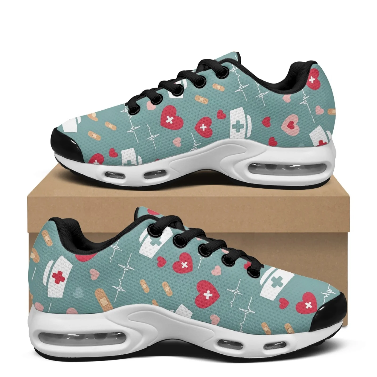 PENSTROLL Nurse Medical Print Comfortable Air Running Shoes for Men Mesh Lace-up Sneakers Walking Shoes