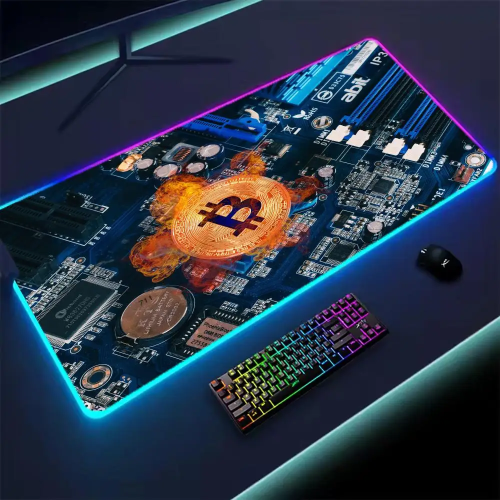 

Gaming Laptops Bitcoin Mouse Pad Anime Carpet Mause Backlit Desk Rgb Mat Mousepad Led Gamer Accessories Computer Cabinet Mats Pc