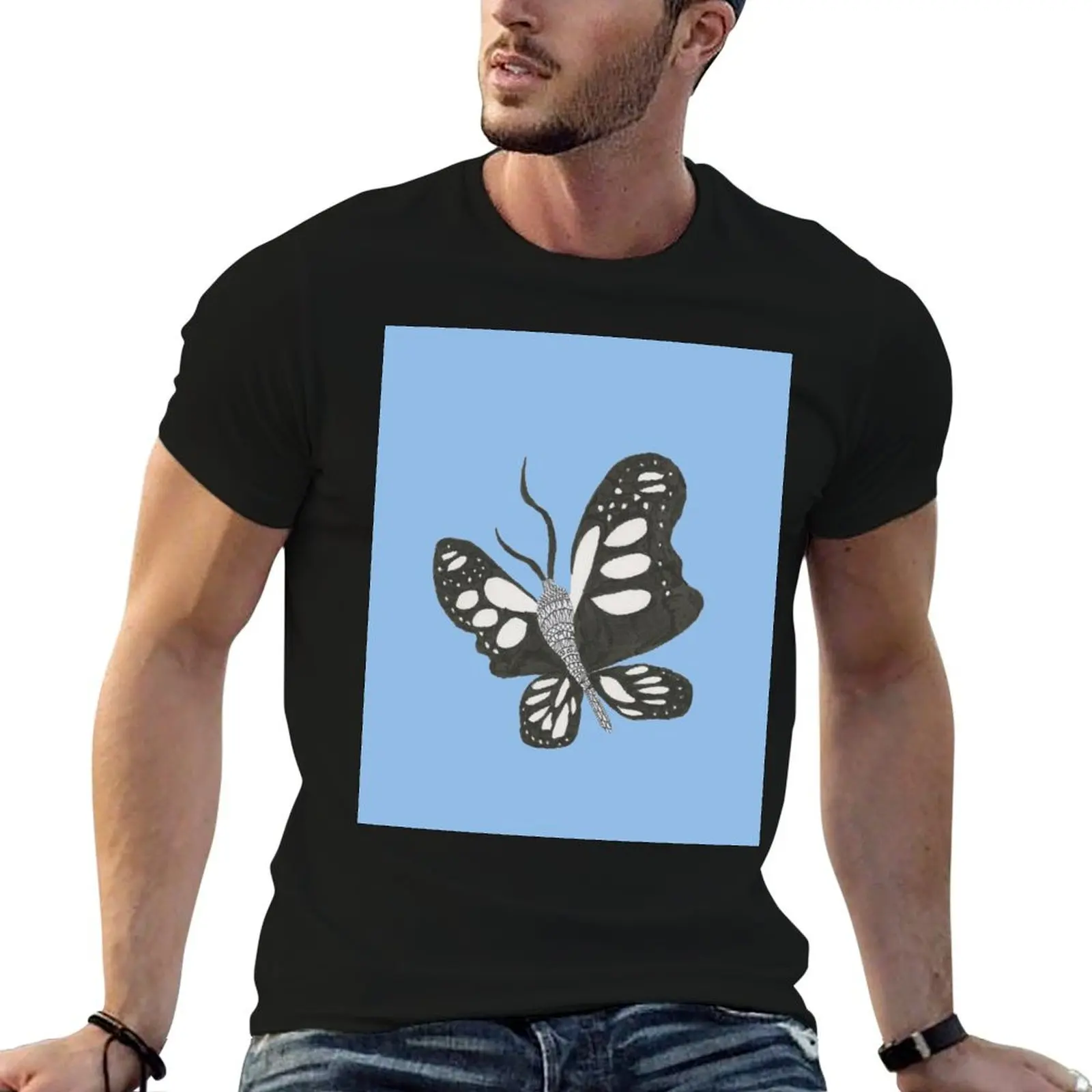 

Black butterfly T-Shirt t shirts for man graphic funny t shirts cotton 100% cotton t shirt man T-shirt