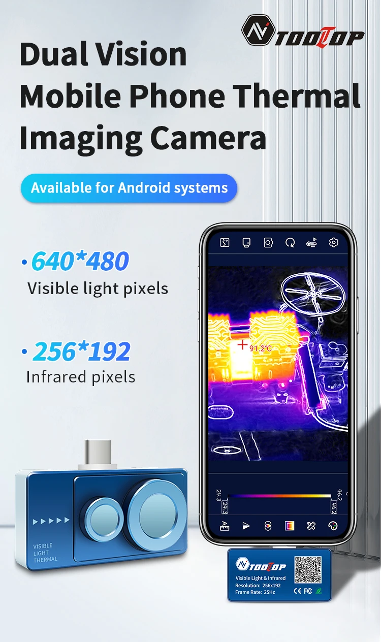 TOOLTOP T7PRO 256*192 Android Mobiles Wärmebildgerät mit Sichtlicht-Fusion 25Hz Wärmebildkamera zur Leckageinspektion von Rohrleitungen – Detail 1