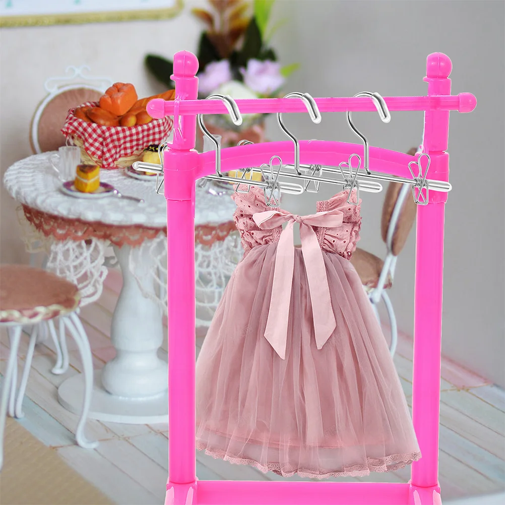 

6Pcs Mini Clothes Hangers Rack Small Garment Holders Closet Organizer Miniature Clothing Racks for Room Storage and Display