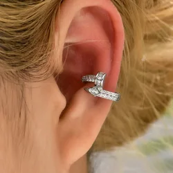 1Pcs 925 Silver Plated Ear Cuff Earrings Non-Piercing Zircon Geometric Cuff Ear Clip Earring For Women Jewelry e227