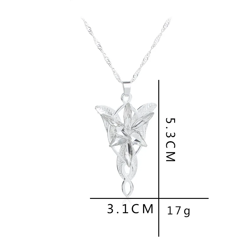 Arwen Evenstar Necklace Elfstone Elessar Aragorn Galadriel Elves Princess Cubic Zirconia Stone Pendant Jewelry Women men