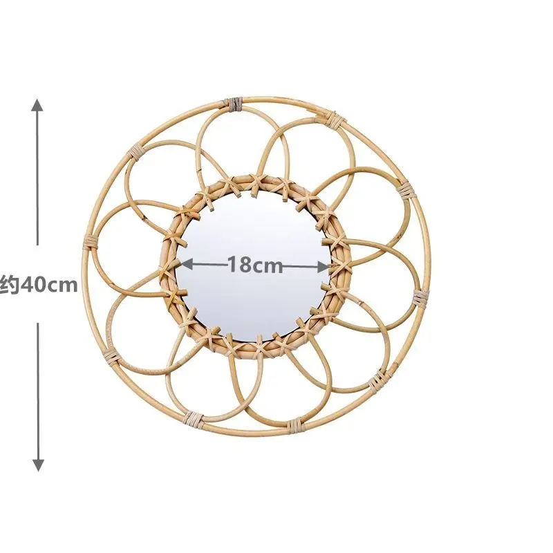 

Nordic ins Rattan Mirror Household Makeup Mirror Guesthouse Porch Decoration Mirror Living Room Hanging Mirror Wall Decor