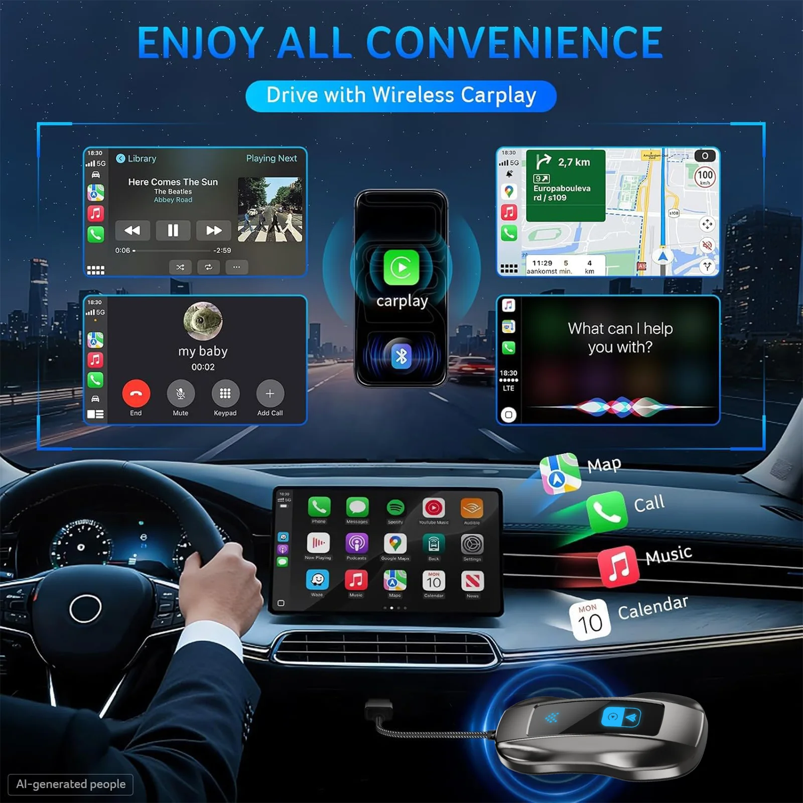 2026 Optimized Wired to Wireless CarPlay Adapter, Dual-Band for Apple CarPlay & Android Auto, Low Latency Stable Car Accessory