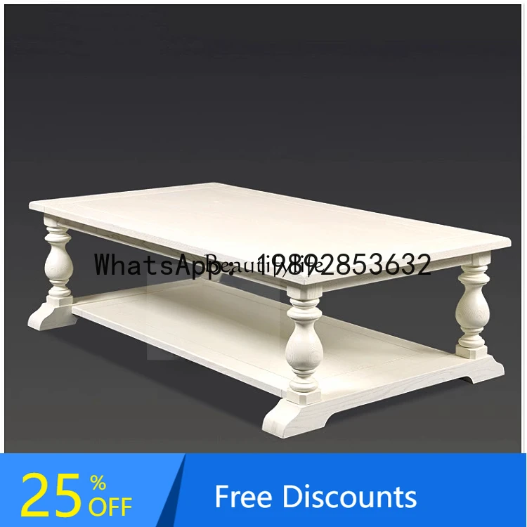 

CC parts and accessories*American minimalist modern white open all solid wood coffee table, European style