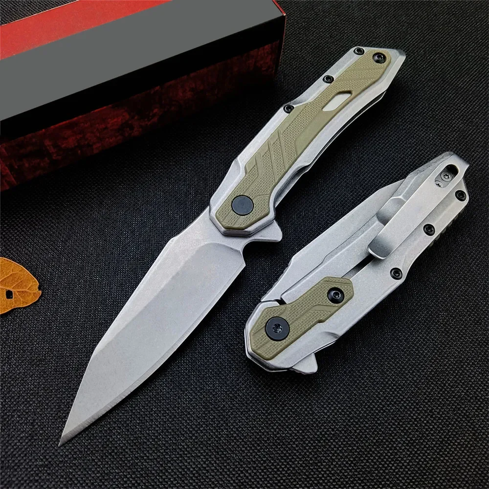 1369 Flipper Folding Knife 8Cr13Mov Stonewashed Clip Point Blade G10 Handle Hunting Camping EDC Outdoor Rescue Tool Pocket Knife