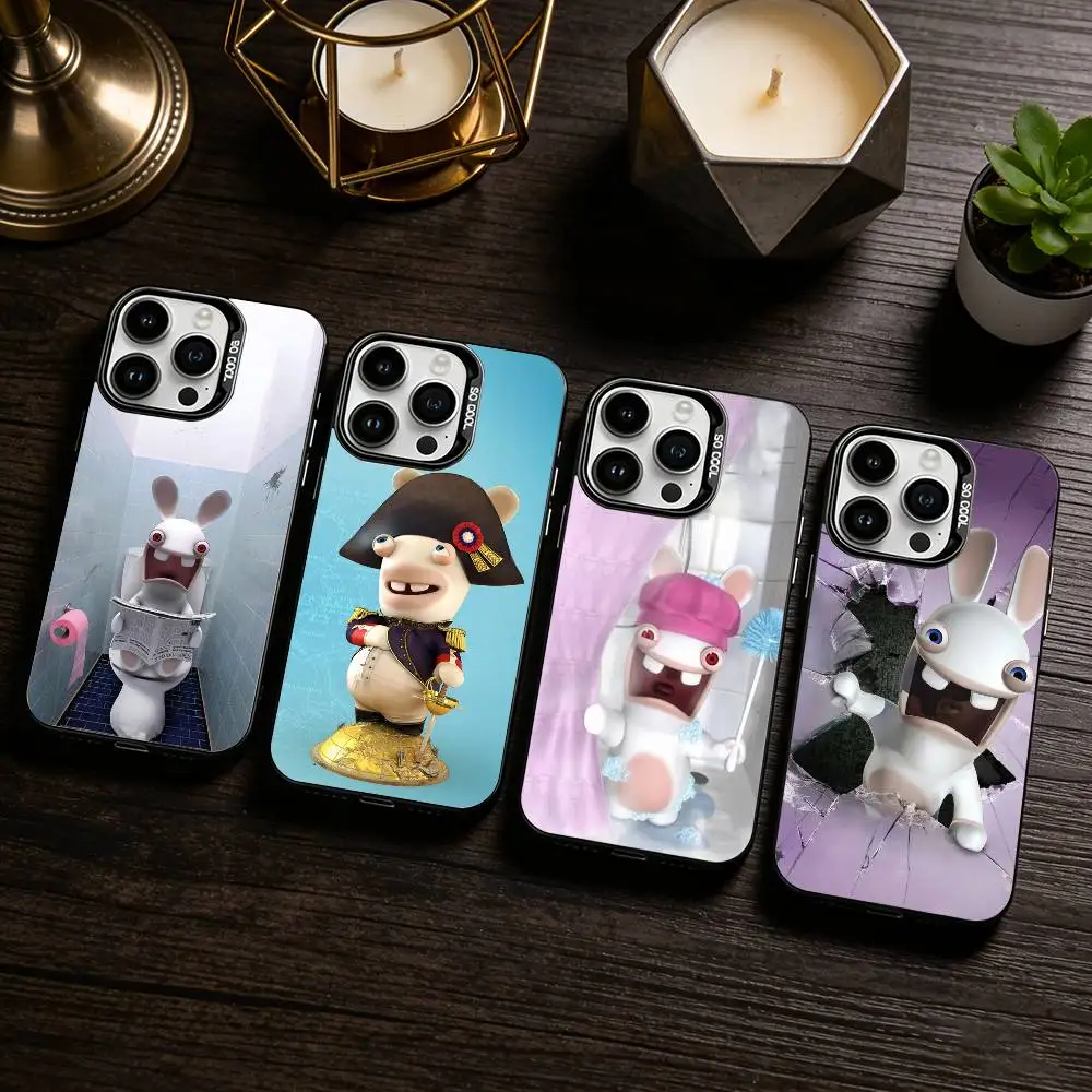 

R-Raving R-Rabbids F-Funny Phone Case For iPhone 17,16,15,14,13,12,11 Plus,Pro Max,XS,Colored silver phone case