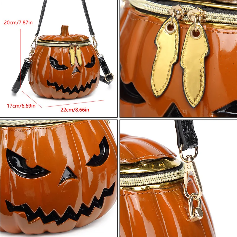 Moda 2025 Casual Halloween transfronterizo tridimensional bolso con cabeza de calabaza bandolera de un solo hombro para mujer