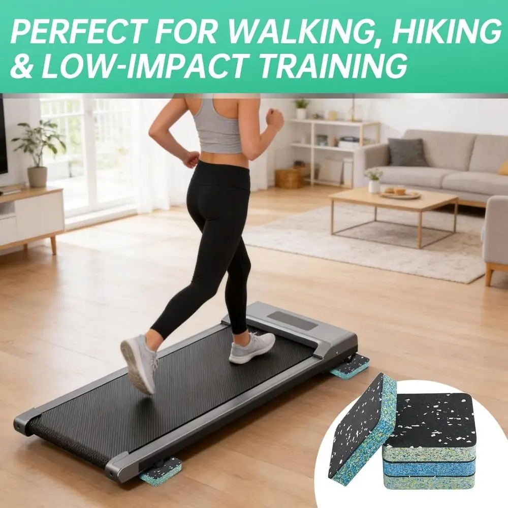 Uphill Training Treadmill Incline Riser Blocks High-Density Rubber Top Foam Base Noise Reduction Mats Shock Absorption