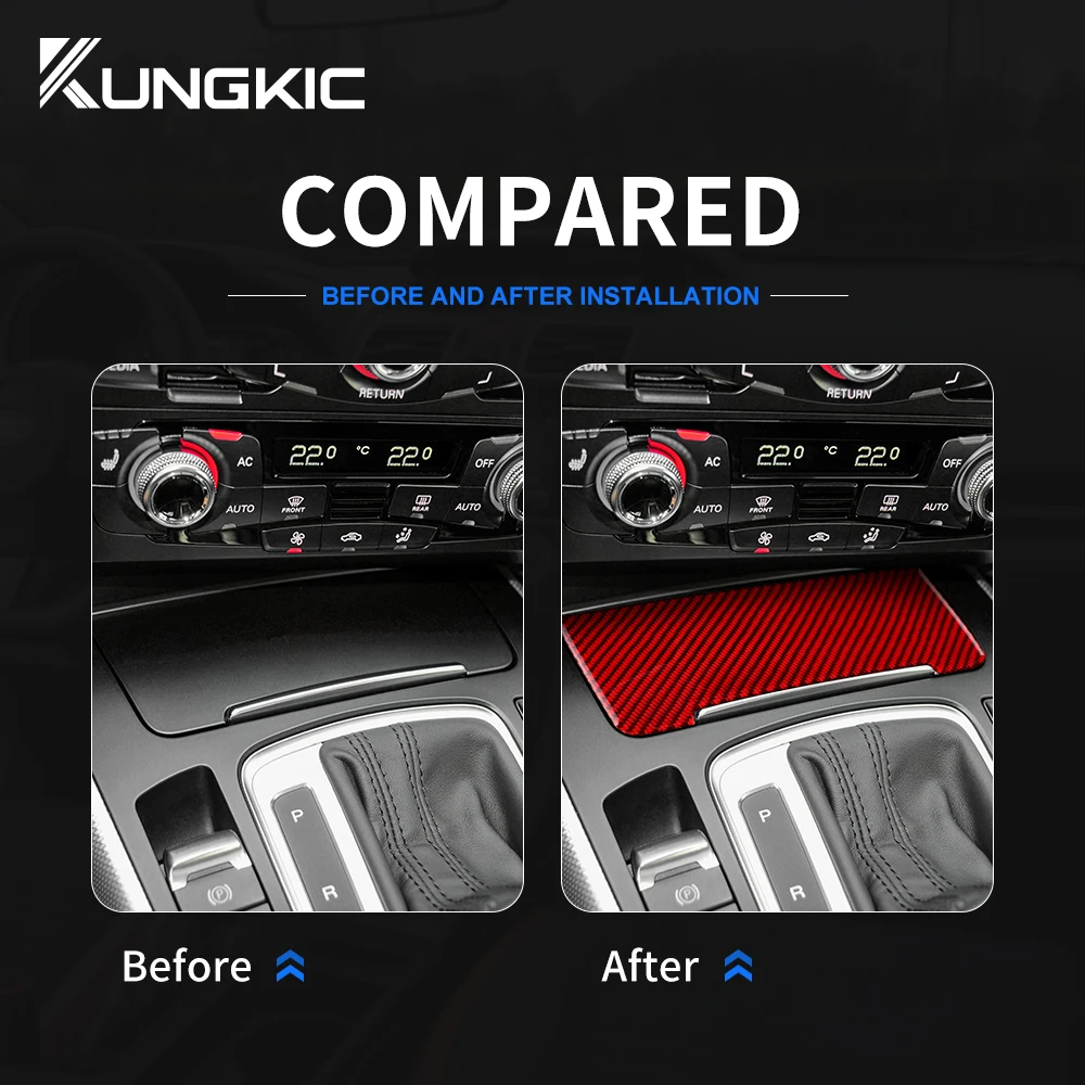 

Real Carbon Fiber Sticker For Audi A4 A5 Q5 2009 2010 2011 2012 2013 2014 2015 2016 Ashtray Box Panel Interior Trim Accessories