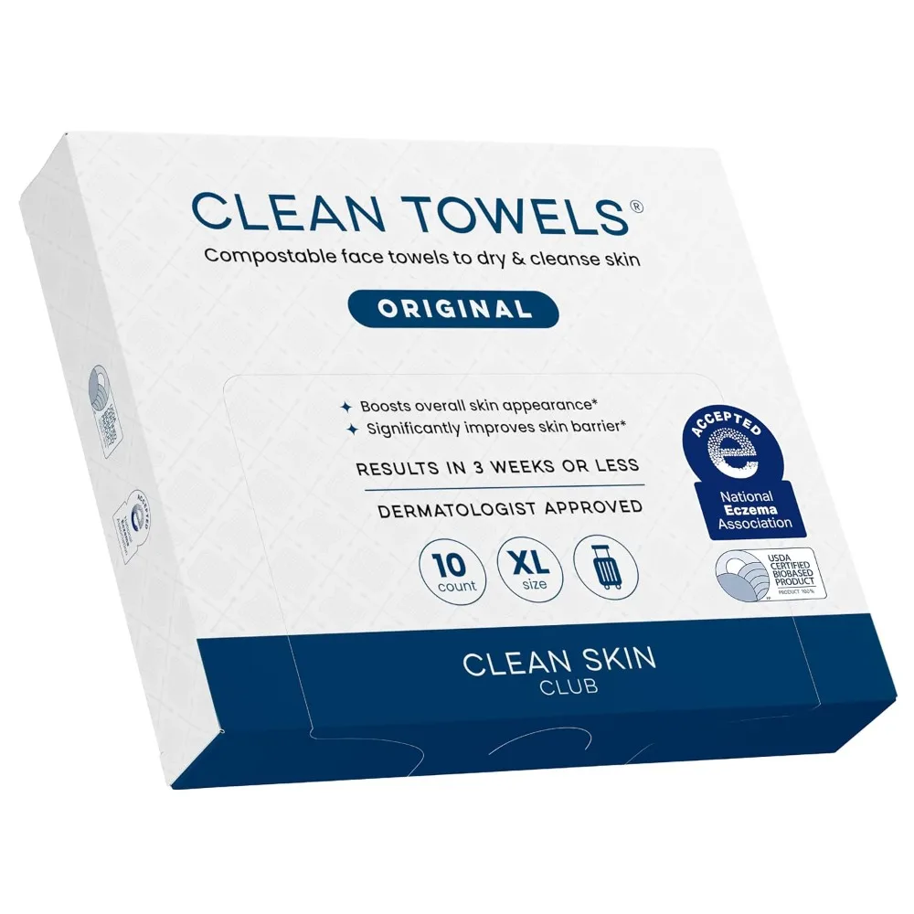 Disposable Face Towels Extra Large Dry Wipes for Travel 100% USDA Certified Biobased Soft Facial Towels for Sensitive Skin Eczema Association Accepted TSA Approved Travel Essentials Pack of 10 Count Hypoallergenic Gentle