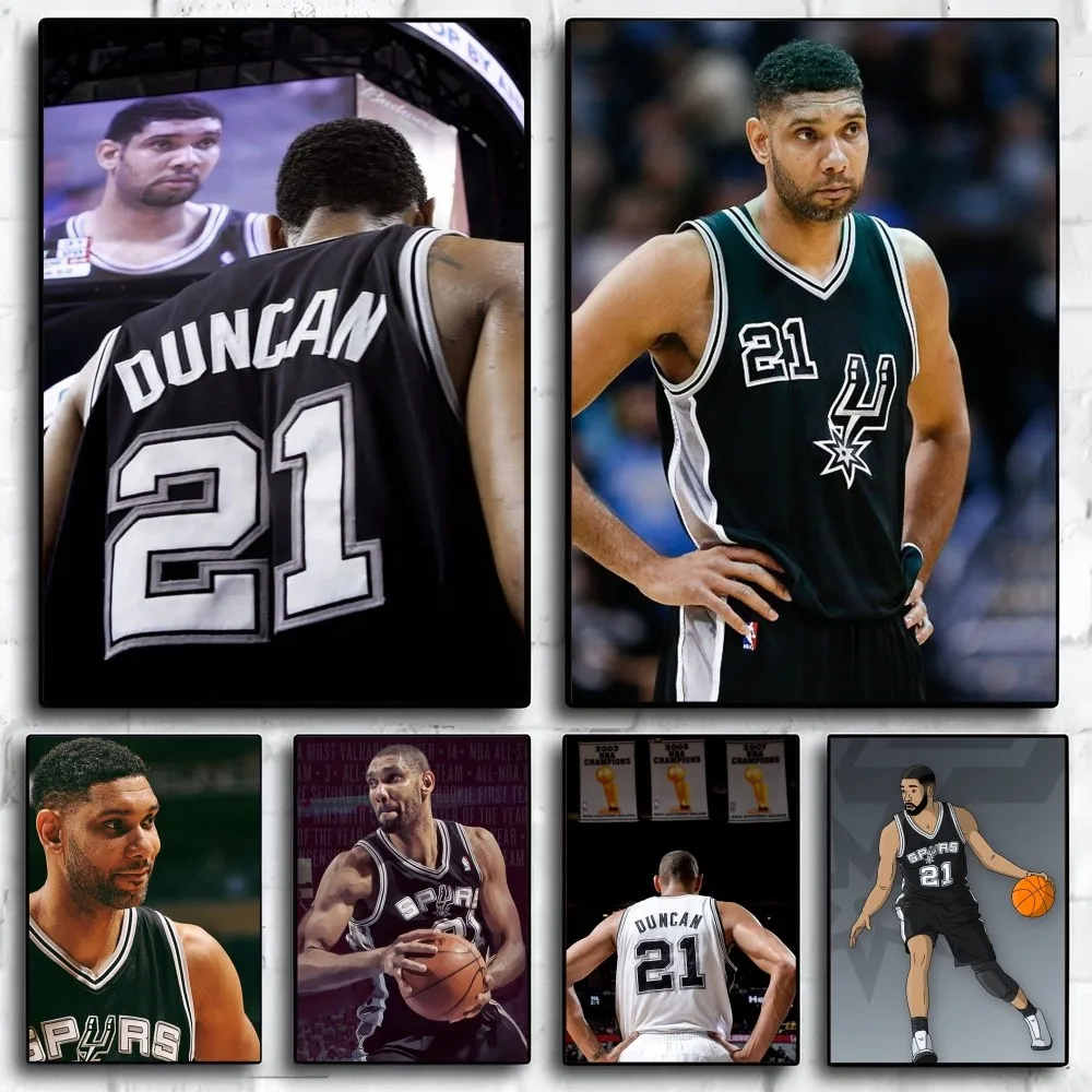 1PC Tim Duncan Poster Self-adhesive Art Waterproof Paper Sticker Coffee House Bar Room Wall Decor