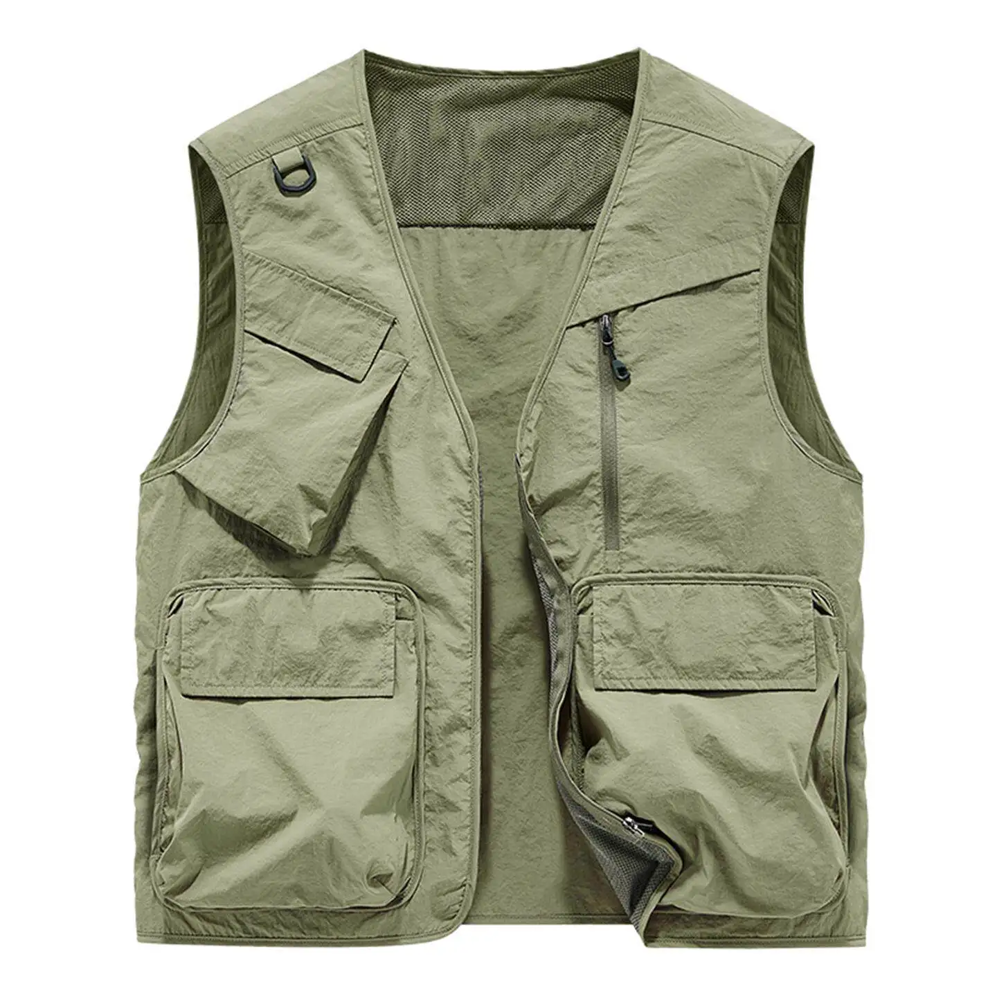 Quick Dry Thin Vest Men's Summer Large Size Sleeveless Fishing Photography Outdoor Workwear Shoulder Pad Vest Warmth U-Neck P...