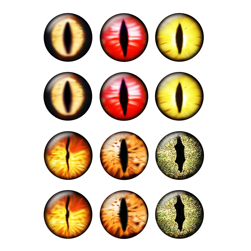 

24pcs/lot Many Sizes Colors for Choice Dragon Eyes Round Glass Cabochon Flatback Photo Cameo Pendant Diy Jewelry Findings T106