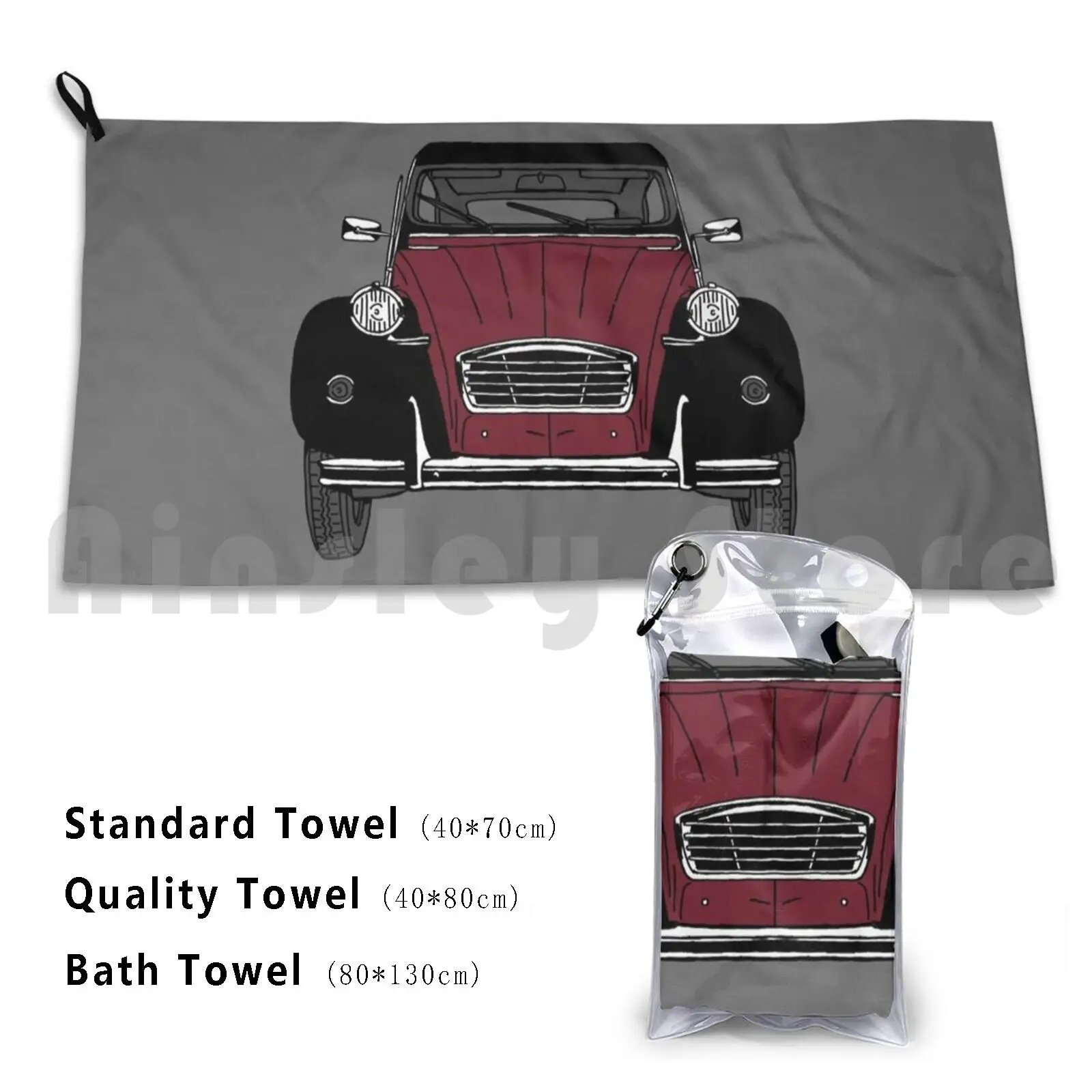2cv Road Car Beach Towel Quick Dry Quality Towel 2cv French Driver Gift Classic Vintage Retro