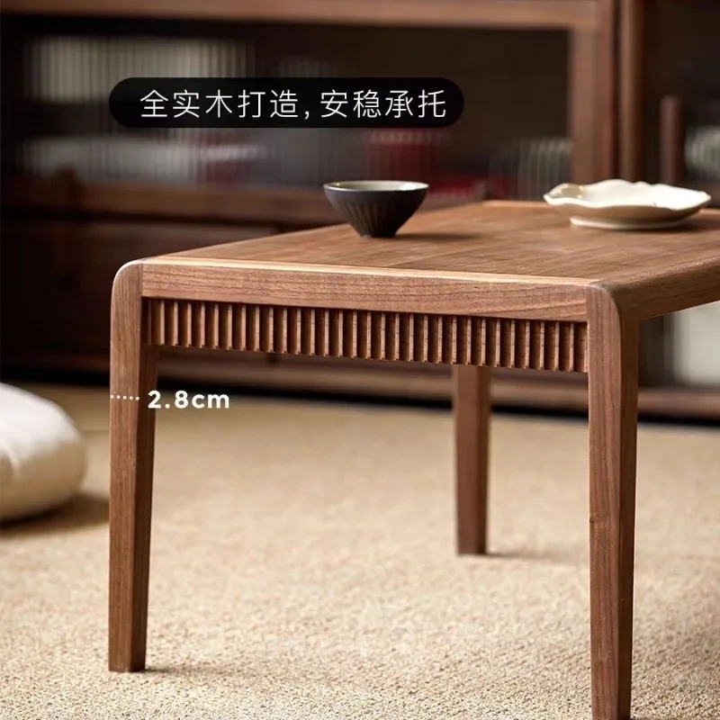Solid wood tea table bay window, table small coffee table, tatami tea table balcony, living room home new Chinese style