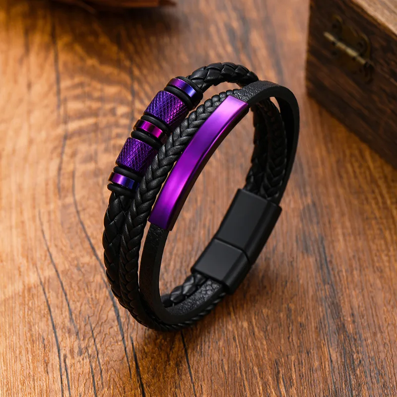 

Classic Men's Leather Bracelet New Style Hand-woven Multi-layer Combination Accessory titanium steel Fashion Man Jewelr