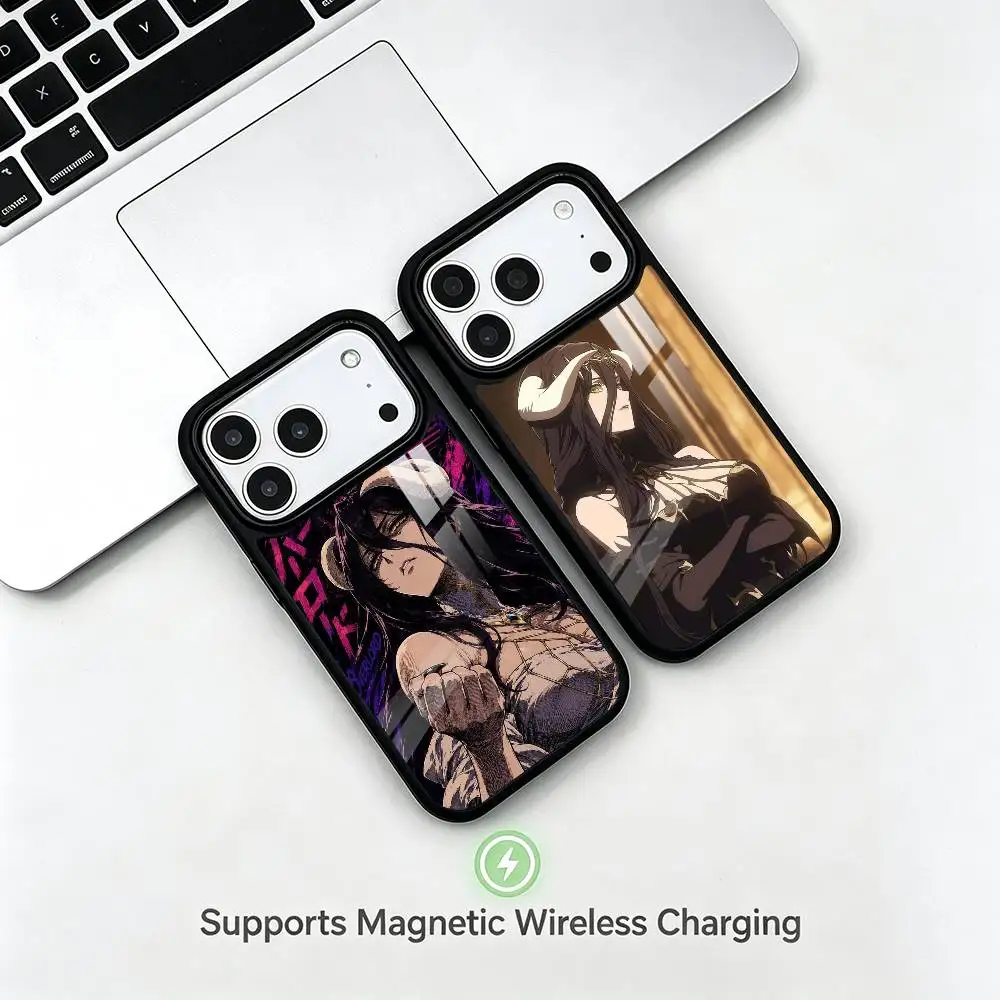 Overlord Albedo gift Phone Case For iPhone17,16,15,14,13,12,11 Plus,Pro Supports Magnetic Wireless Charging
