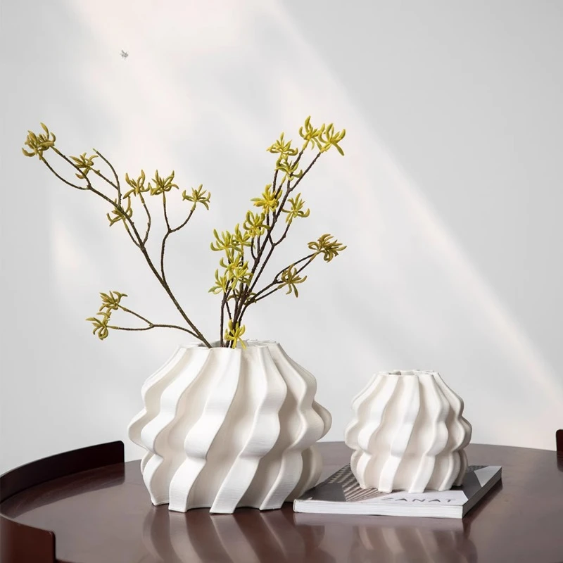 

Creative ceramic vase ornament living room flower arrangement plain white light luxury high-end home jewelry flower utensils Nor