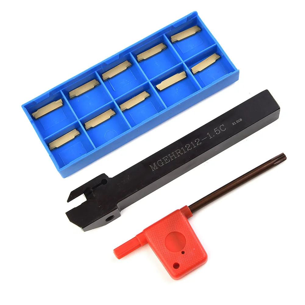 MGEHR1212 1 5 Grooving Holder with 10pcs MGMN150G Carbide Grooving Inserts for Efficient Turning and Parting Operations