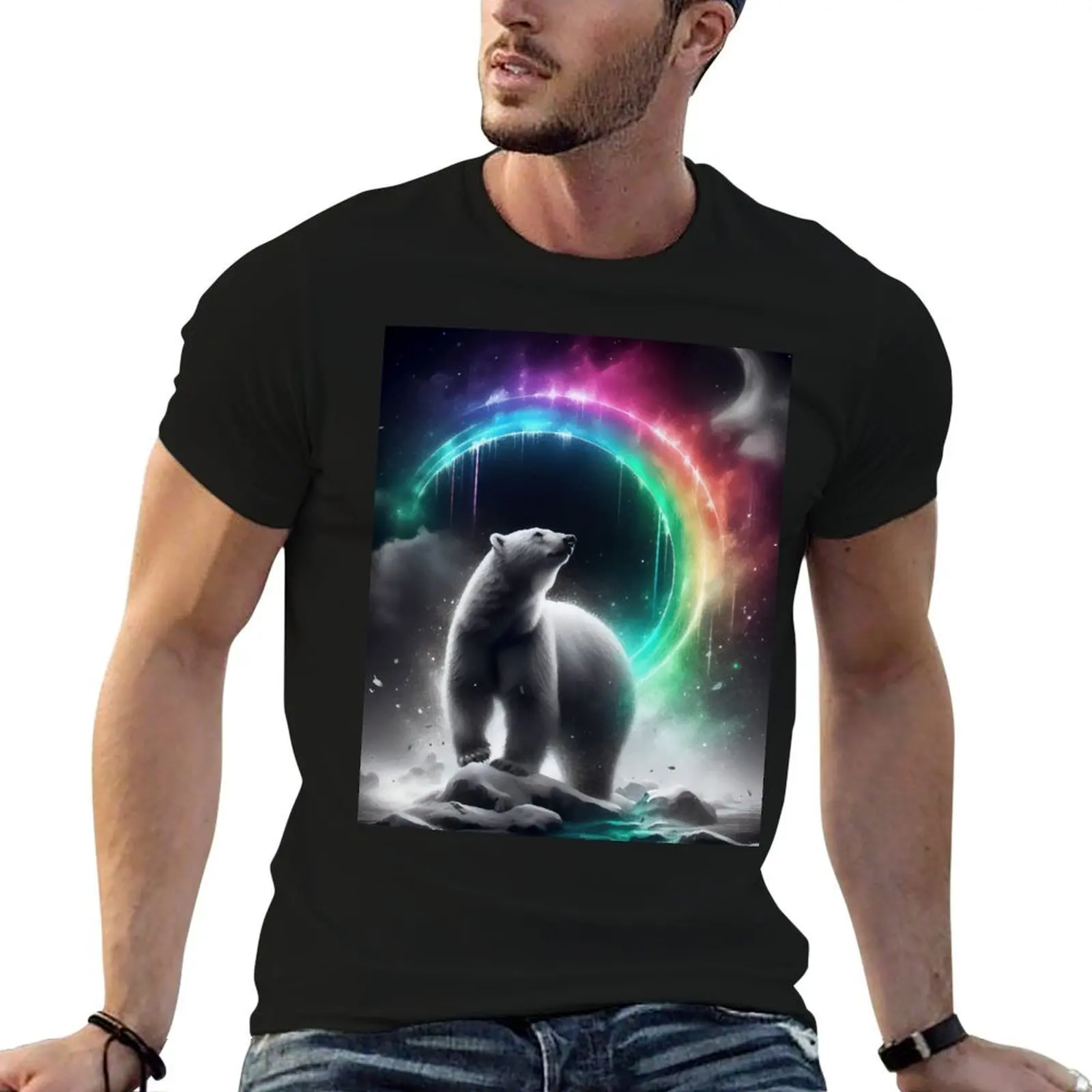 

Monochromatic Polar Bear Within Rainbow Color Splash T-Shirt funny t shirts dark humor anime t shirts for man T-Shirt