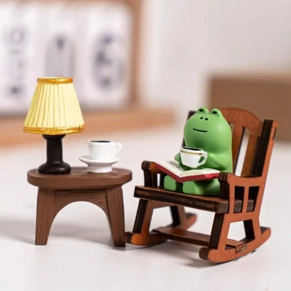 Resin Ornament Resin Project Mini Frog Figurine Resin Sculpture with Chair Small Healing Frog Ornament for Car Home Office