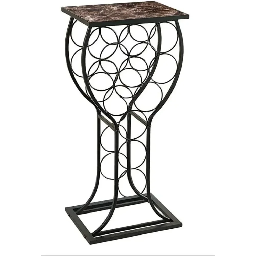 

Kings Brand Furniture - Metal with Marble Finish Top Wine Storage Organizer Display Rack Table