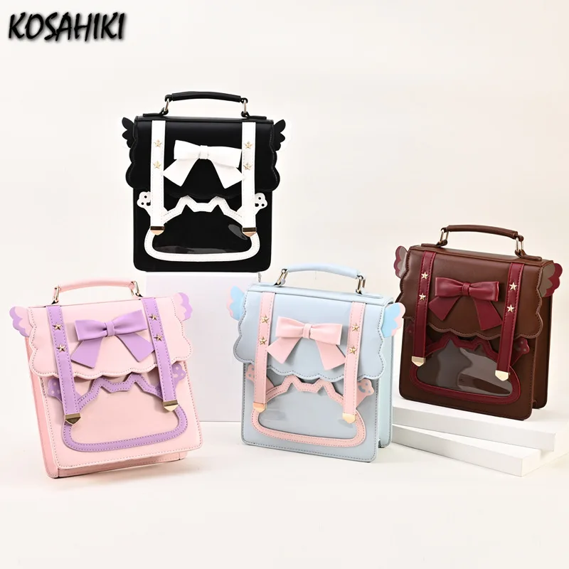 

Students Sweet Kawaii Bow Star Schoolbags Girls Chic Preppy Y2k Crossbody Handbags Jk Transparent Women Cute Backpacks Japanese