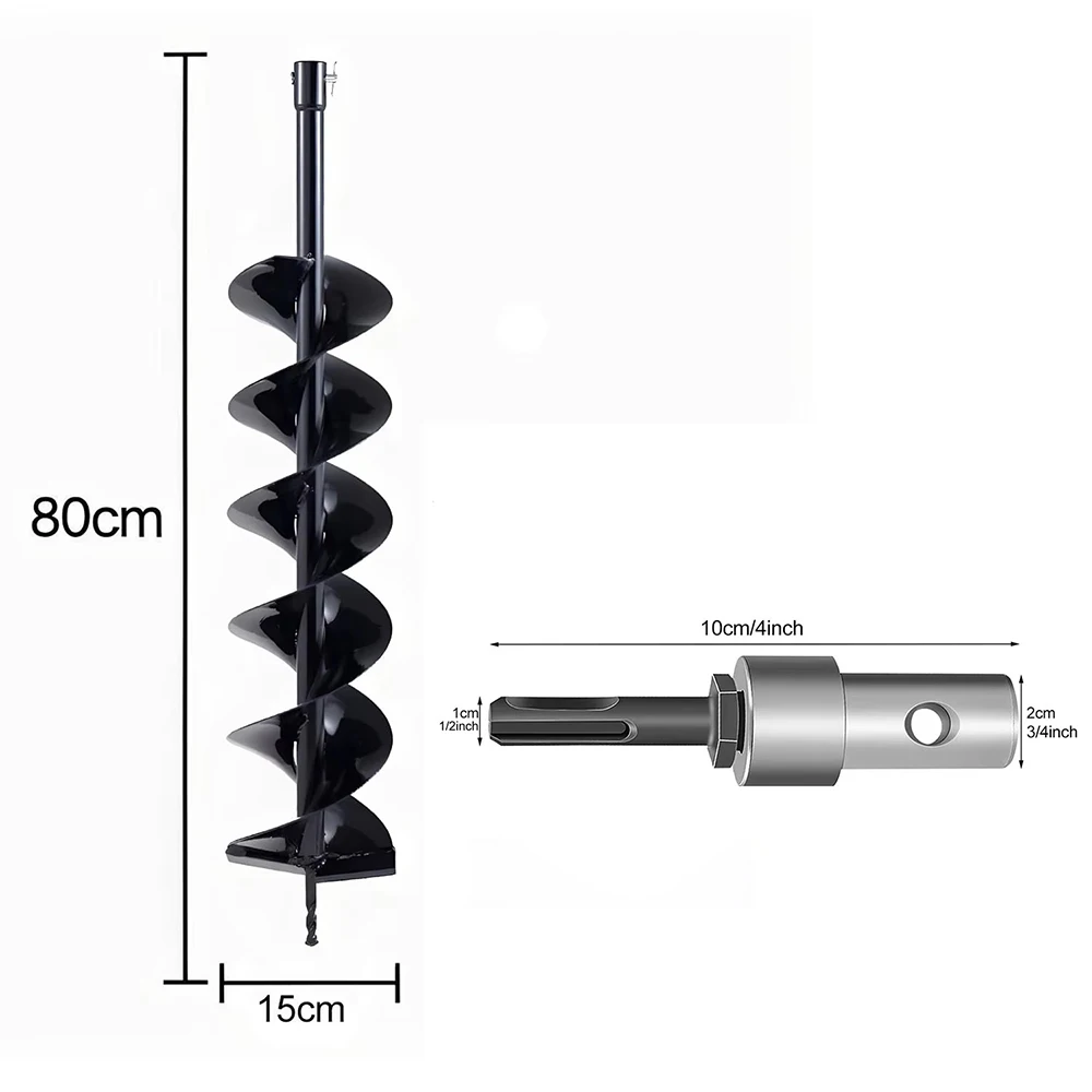 800mm X150mm Steel Garden Drill Bit with Safety Pin and Adapter, Garden Auger Drill Bit, Pile Drill Bit, Water Well Drill Bit